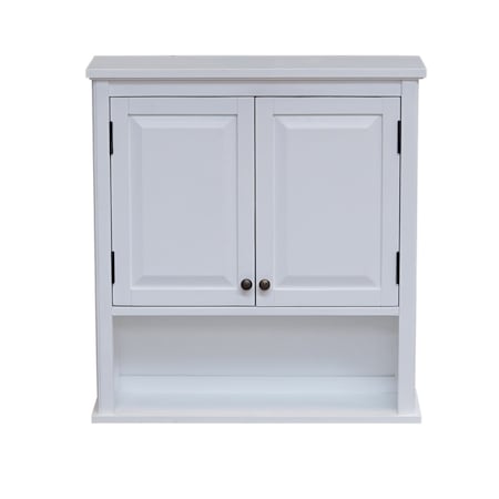 Alaterre Furniture Dorset 27"W x 29"H Wall Mounted Bath Storage Cabinet with Two Doors and Open Shelf ANVA74WH